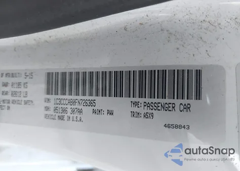 2015 Chrysler 200 Limited z USA, uszkodzony, nr VIN 1C3CCCAB0FN726365